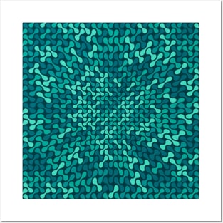 Warped Metaballs Pattern (Teal) Posters and Art